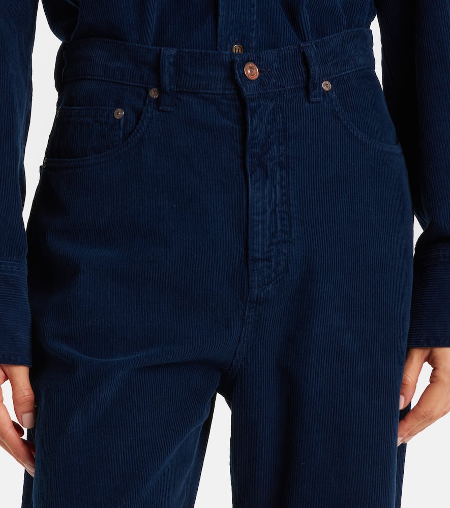 High-rise cotton corduroy straight pants