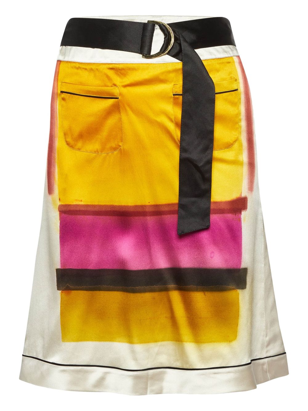 Abstract-pattern midi skirt - White