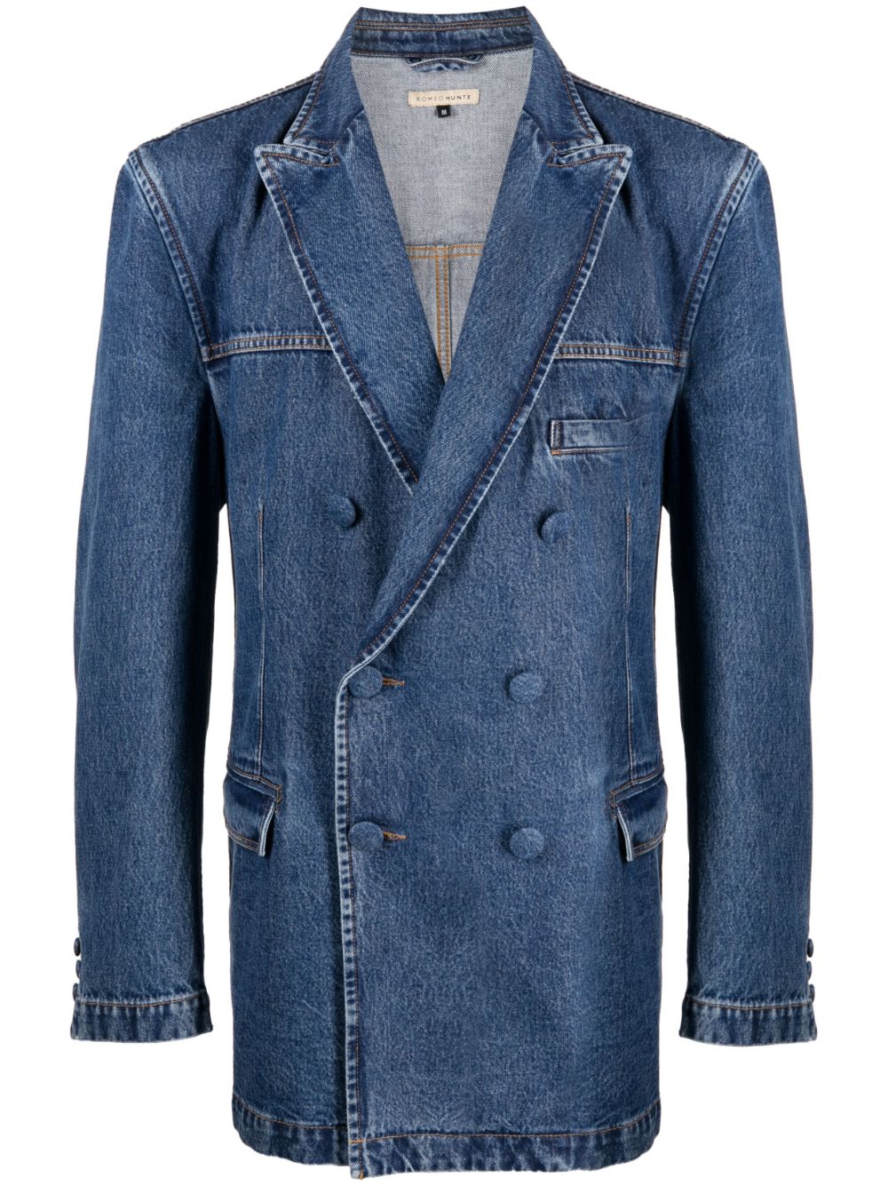 Double-breasted denim blazer - Blue