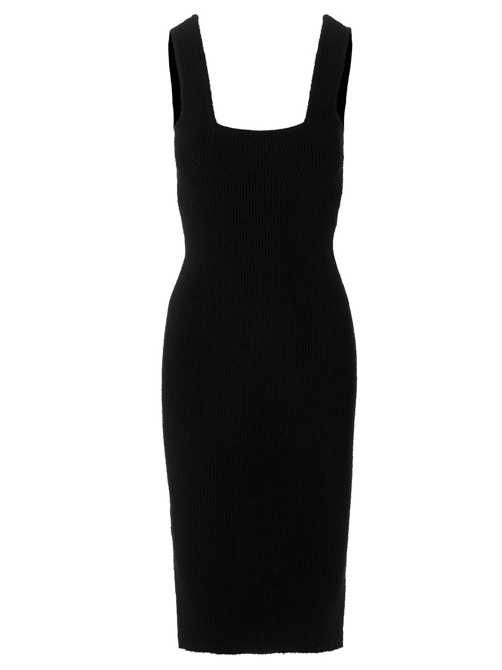 Ribbed Cotton Dress — Black