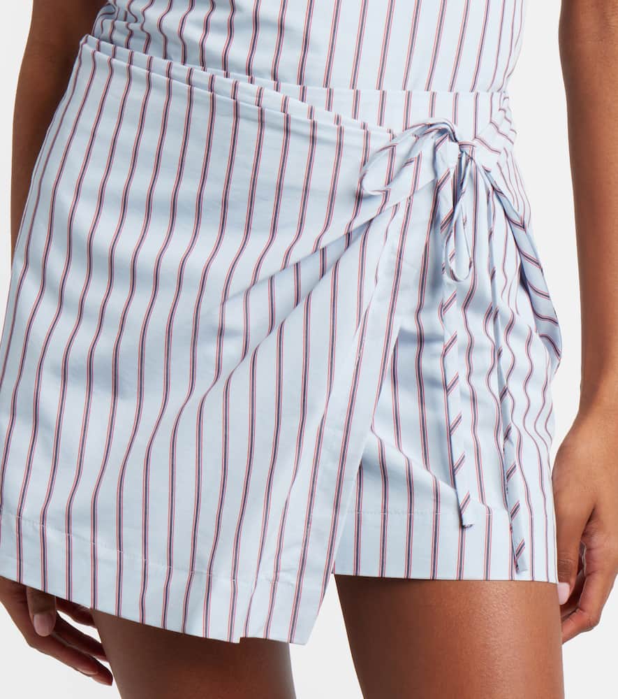 Pinstripe cotton-blend wrap skirt