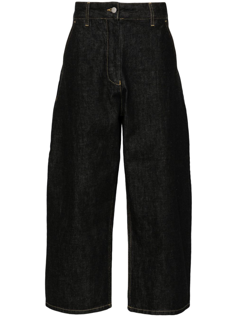 Wide Leg Denim Cropped Jeans