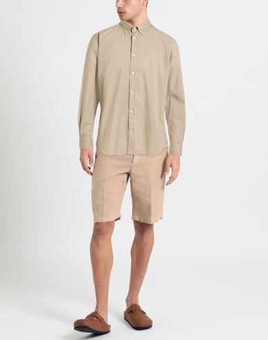 Man Shirt Beige Size 16 Cotton, Elastane