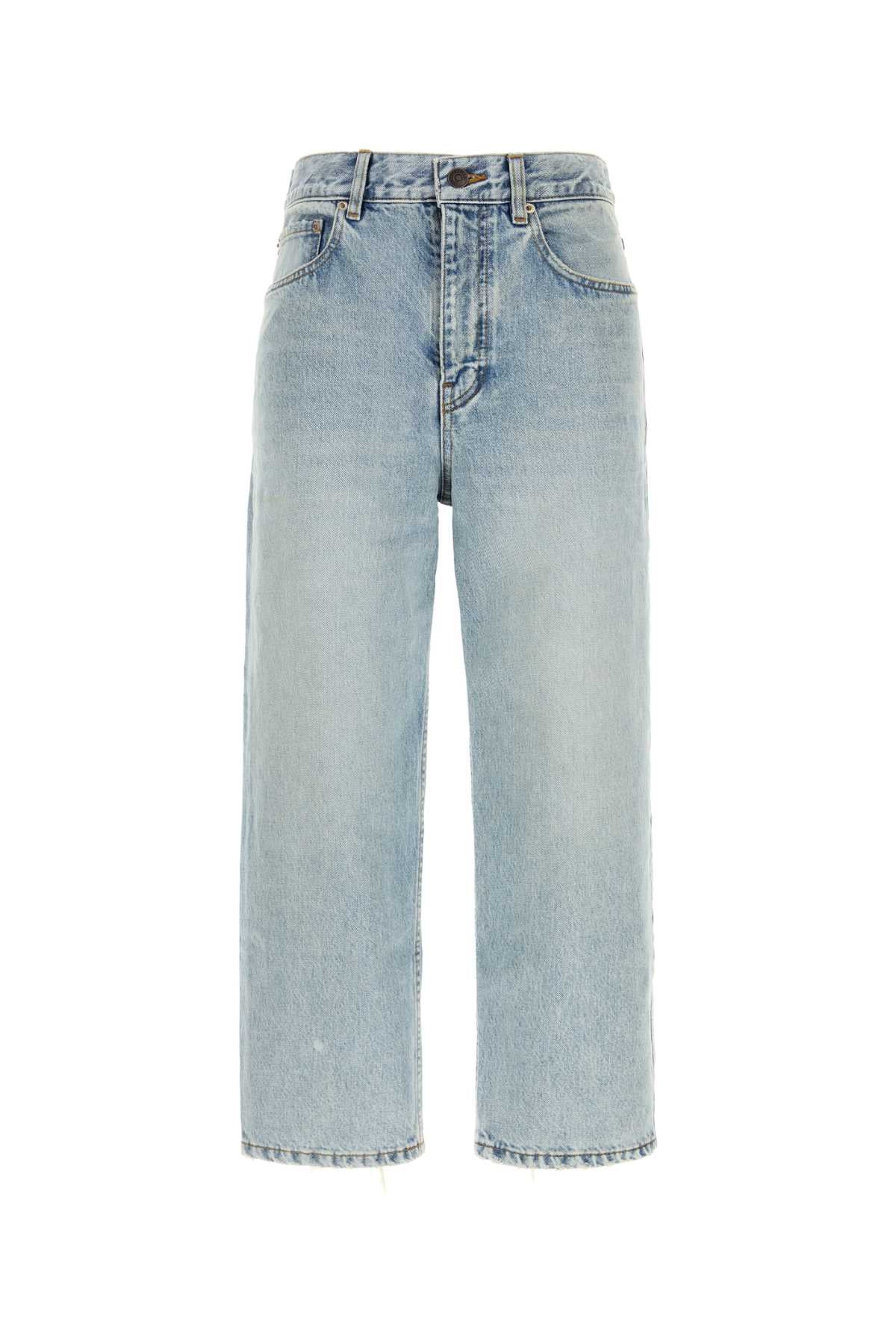 Bleached Cotton Jeans — Blue