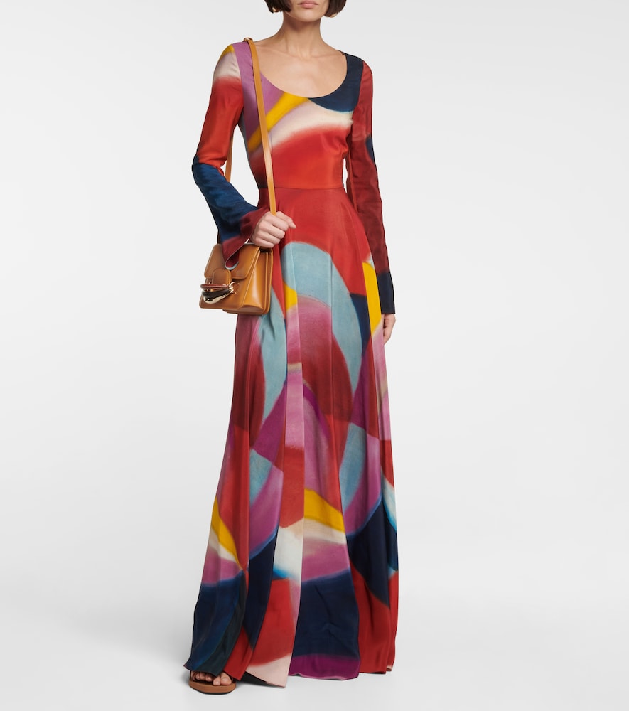 Printed silk maxi dress
