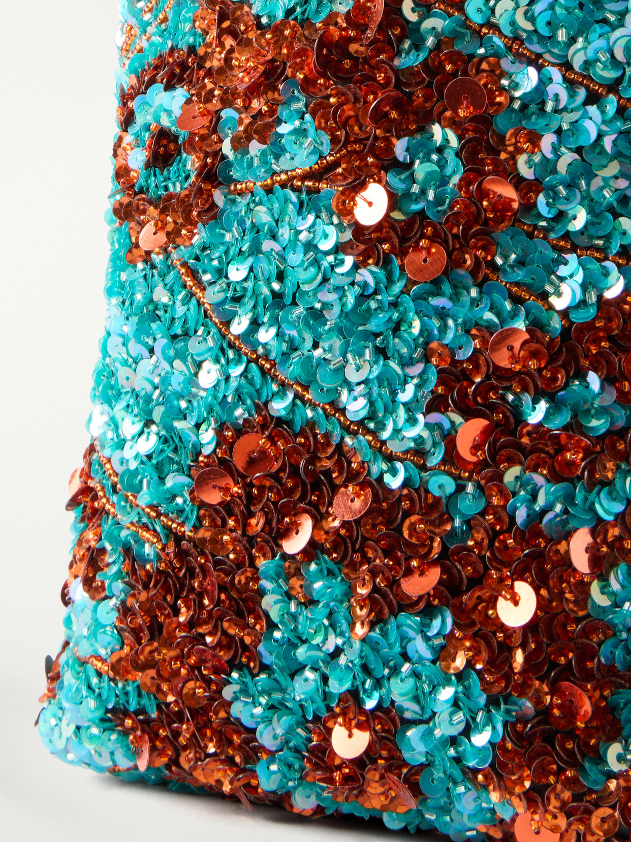 Sequined Satin Shoulder Bag - Blue