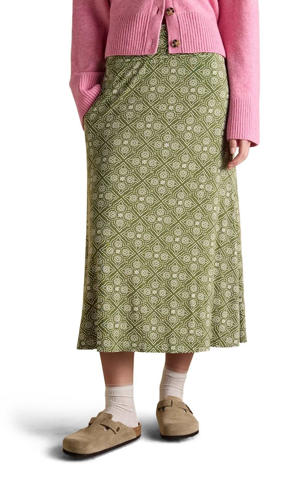 Ladies Nia Jersey Print Midi Skirt
