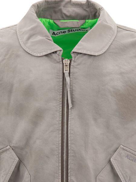 Acne Studios Logo Embroidered Zip-Up Bomber Jacket