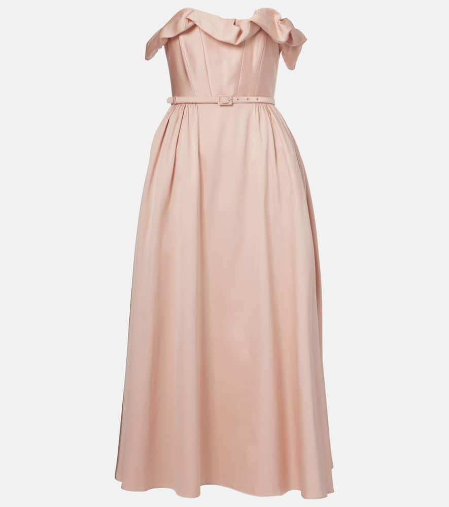 Strapless ruffled midi dress