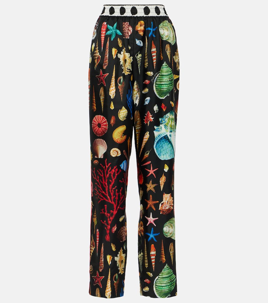 Capri printed silk satin pants