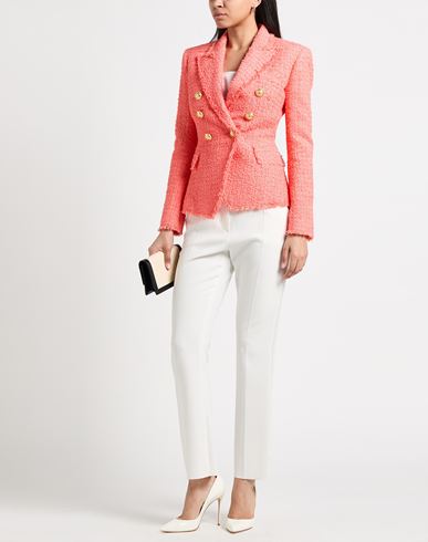Woman Blazer Coral Size 4 Polyamide, Virgin Wool, Cotton