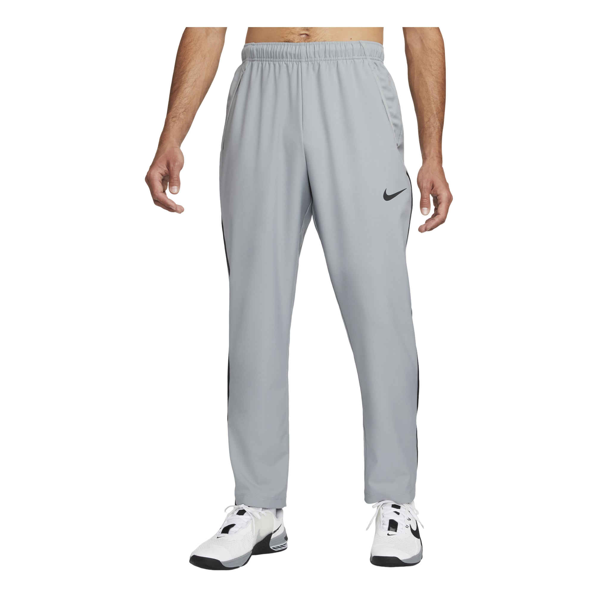 Men's Dri-FIT Solid Color Logo Straight Breathable Sports Pants/Trousers/Joggers Gray