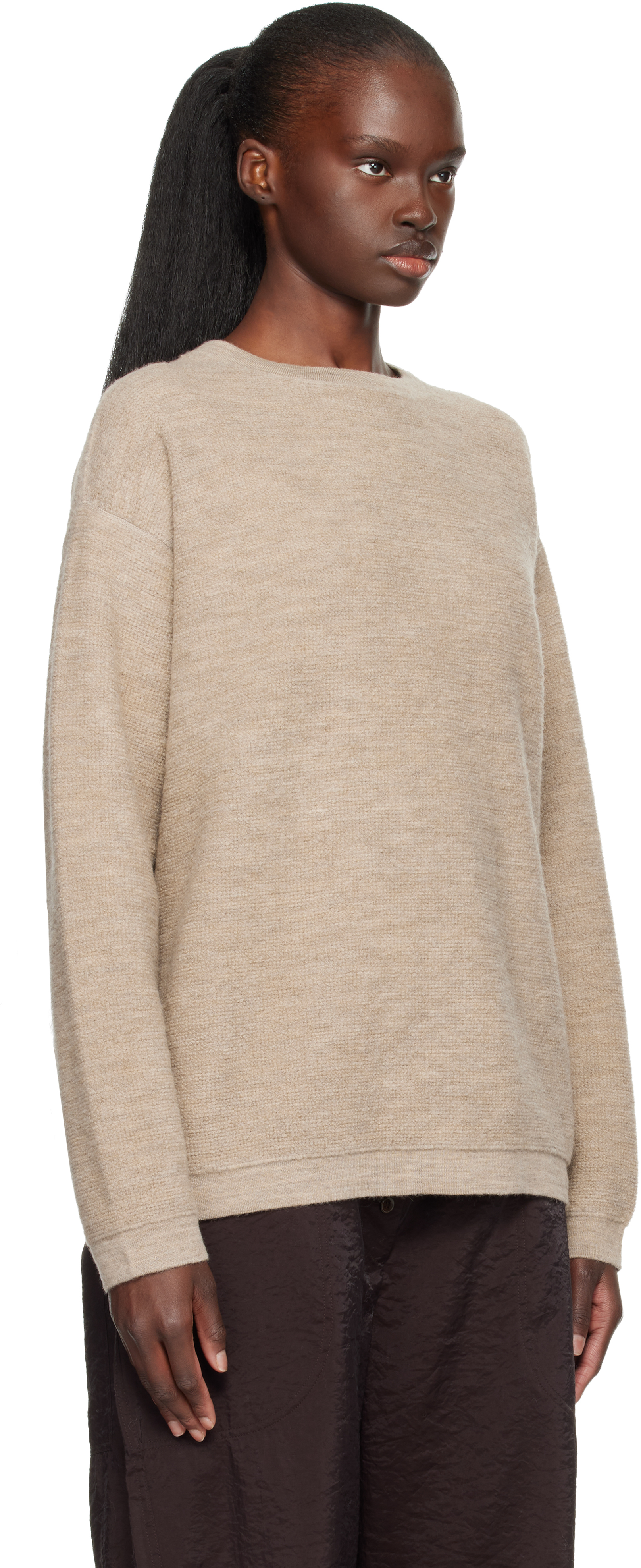 Beige Fine Terry Crewneck Sweater