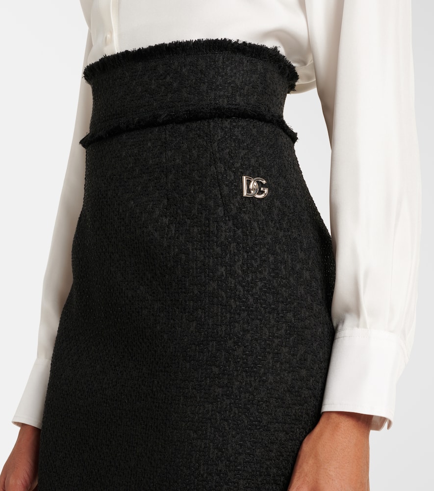 Wool-blend tweed pencil skirt