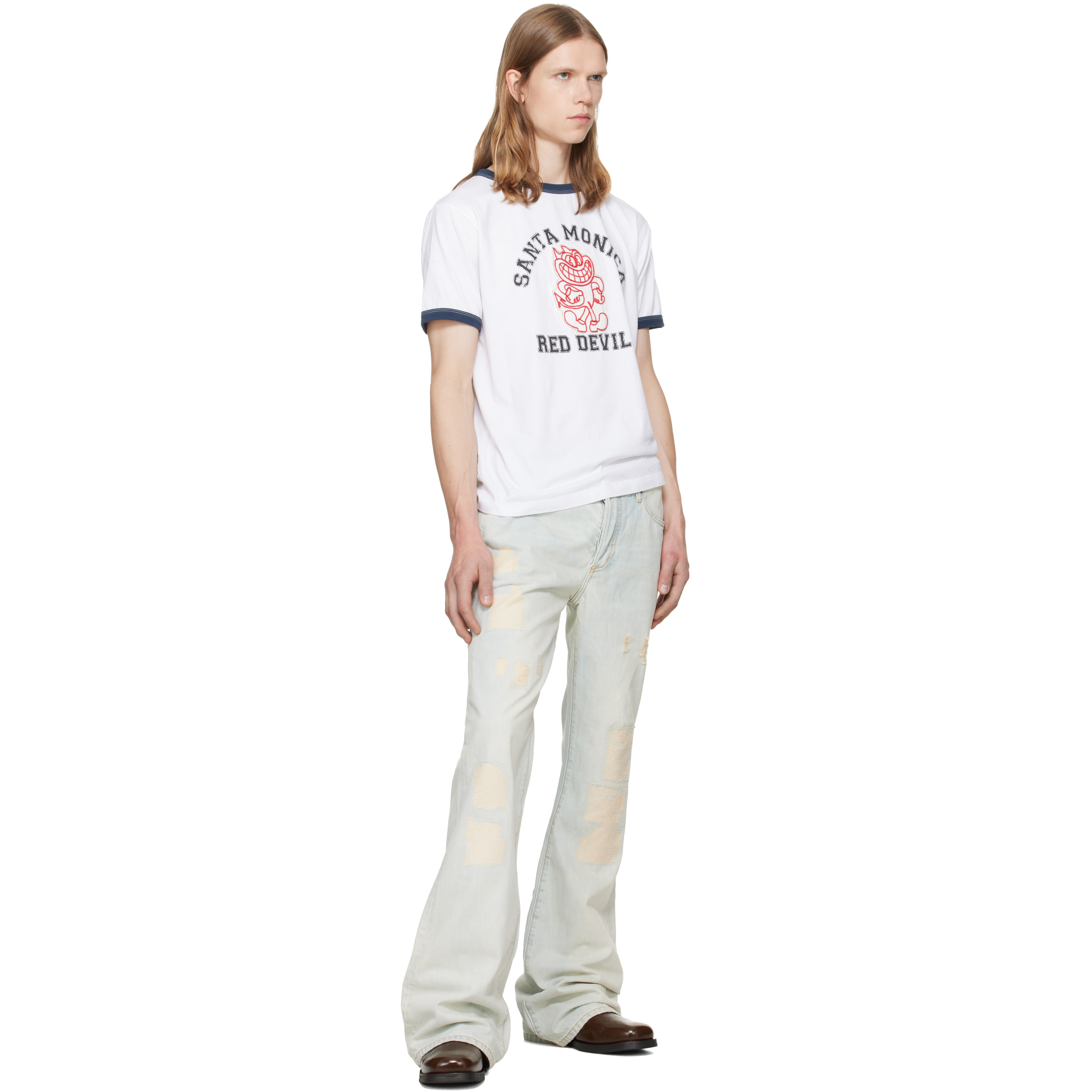 Blue Jimmy Crispy Rigid Denim Flare Jeans