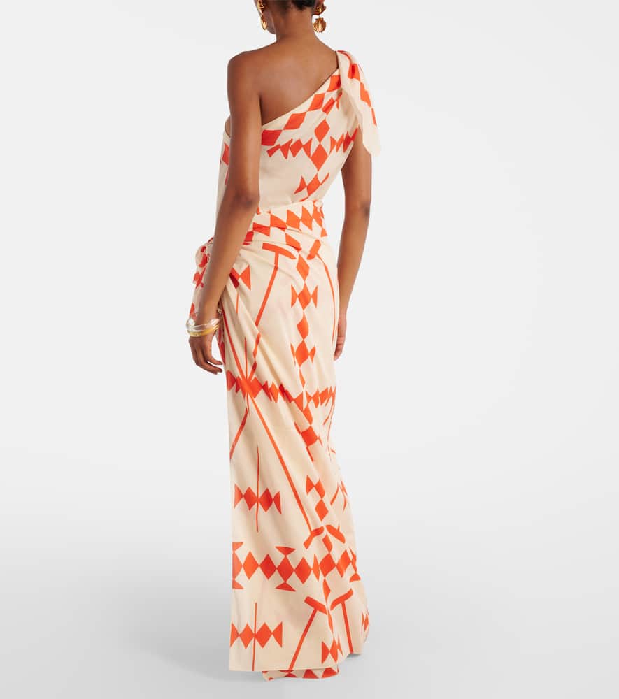 Printed cotton poplin midi dress