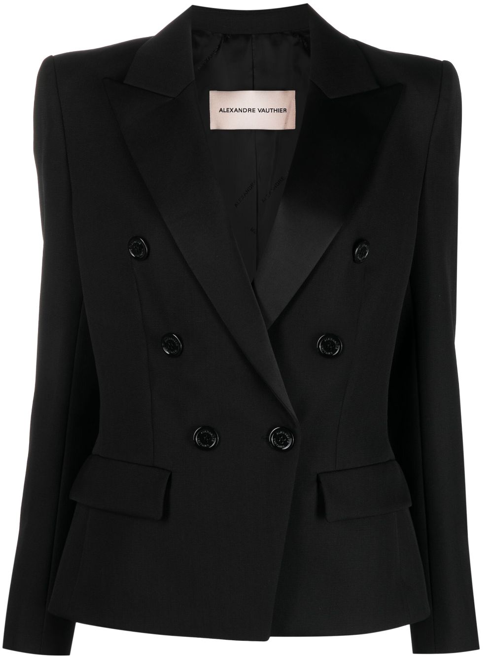 Double-breasted wool blazer - Black