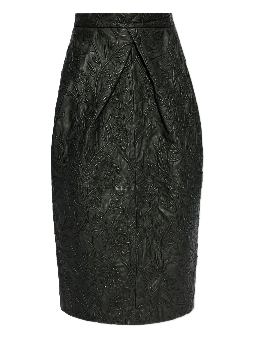 Embossed floral pencil skirt - Black
