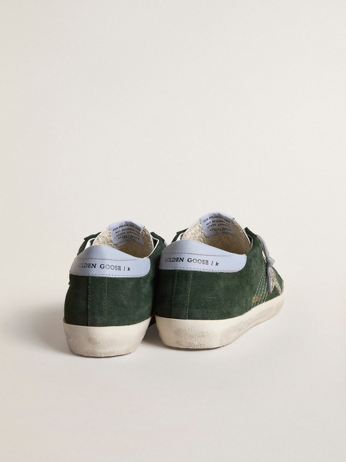 Golden Goose - Women's Super-star In Green Suede, Silver Glitter Star And Leather Heel Tab, Woman