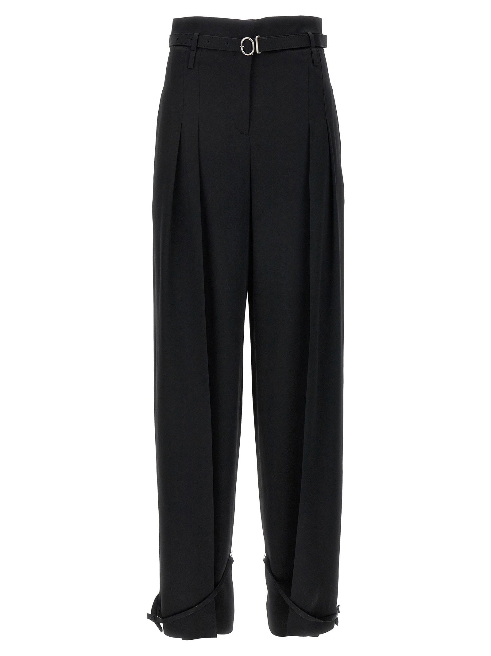 High-Waist Tailored Trousers — Black