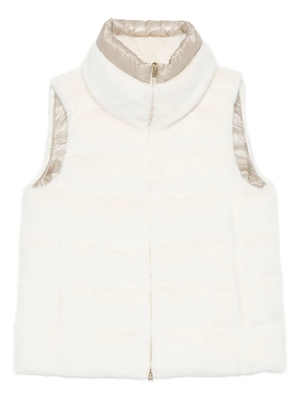 Faux-Fur High-Neck Gilet — White
