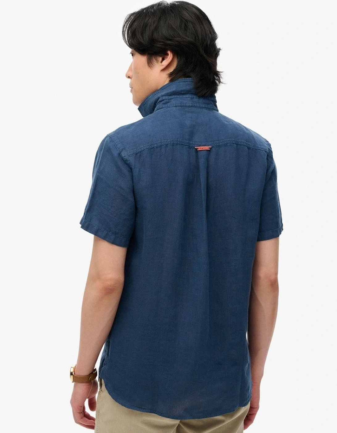 Men's Superdry Men's Vacation Linen Short Sleeve Shirt Navy - Size: Regular/40