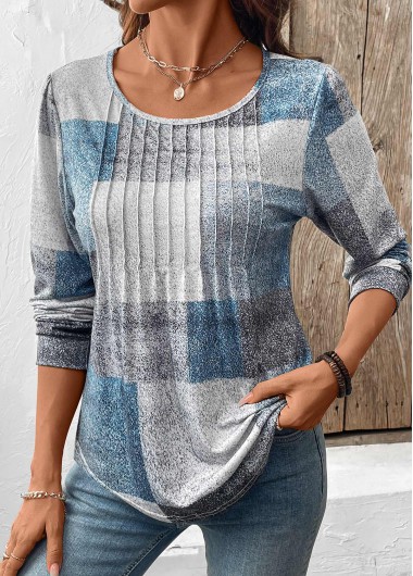 Modlily Multi Color Tummy Coverage Geometric Print T Shirt