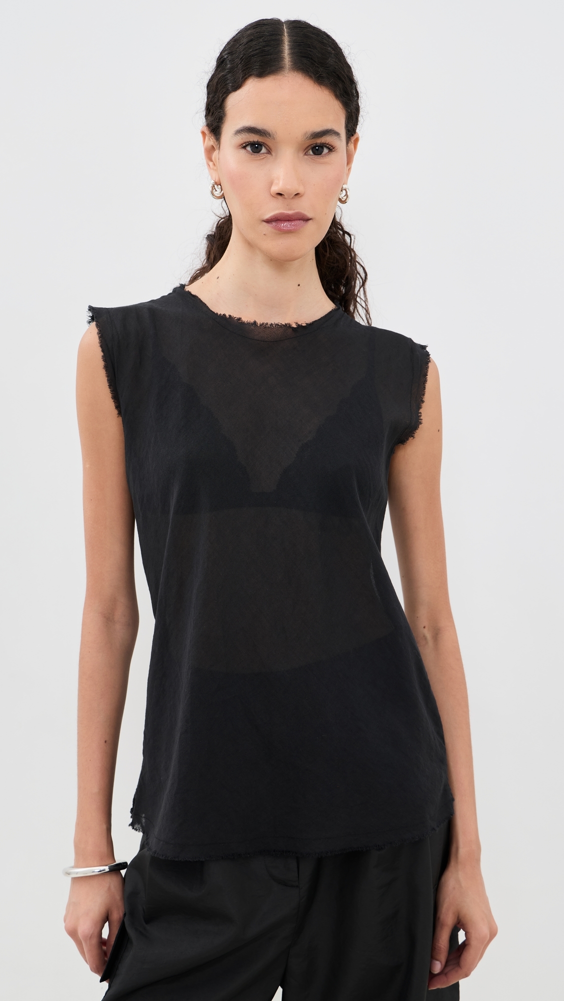 Iris Gauze Tank Black