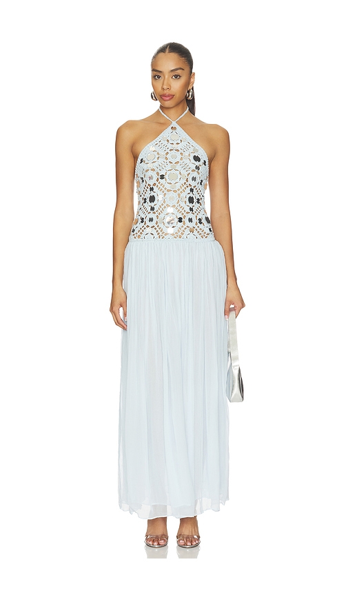 Retrofete Odetta Crochet Dress in Metallic Glace. L also in M, S, XL