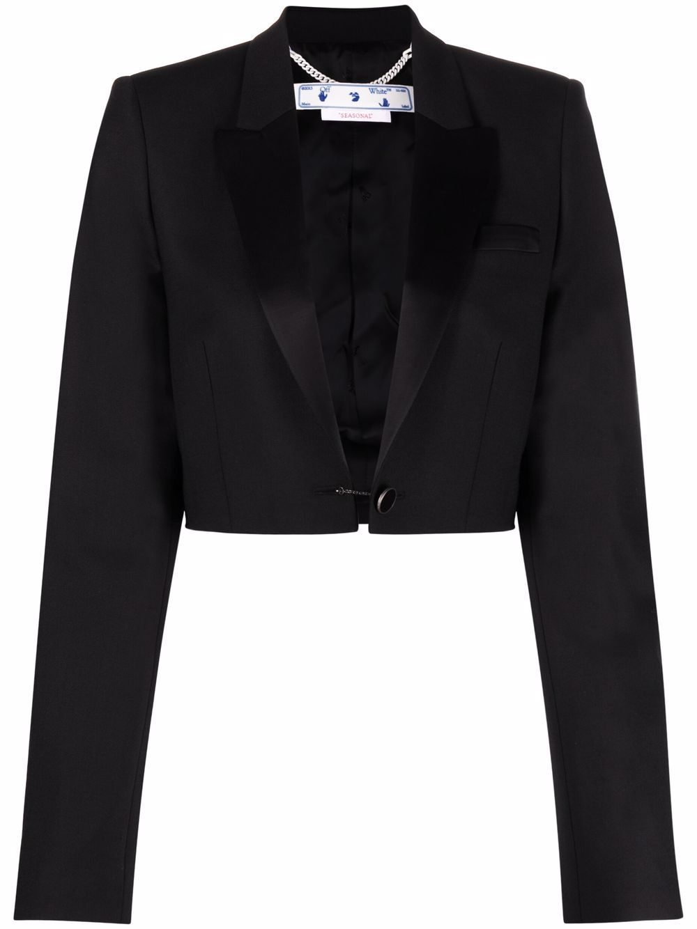 Cropped tuxedo blazer - Black