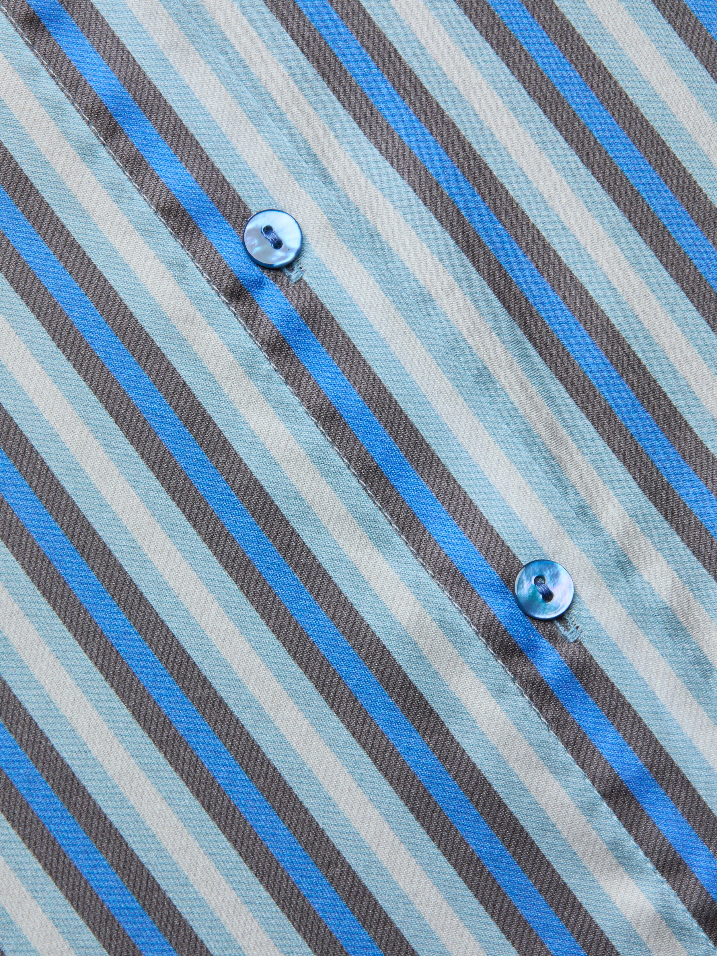 Tyler Silk Blouse Top In Blue Multi Herringbone Stripe