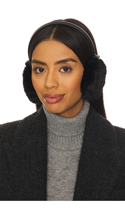 Jocelyn Faux Mink & Leather Earmuffs in Black