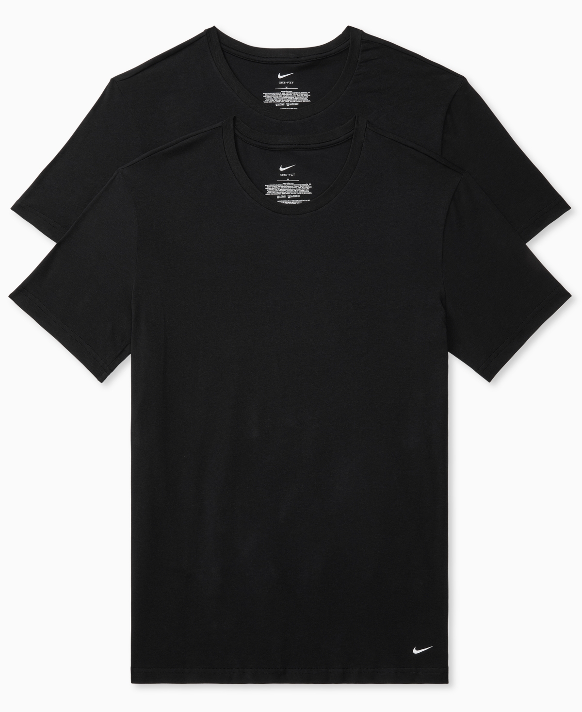 Men's Dri-fit Essential Cotton Stretch Crewneck Undershirts, 2-Pack - Black