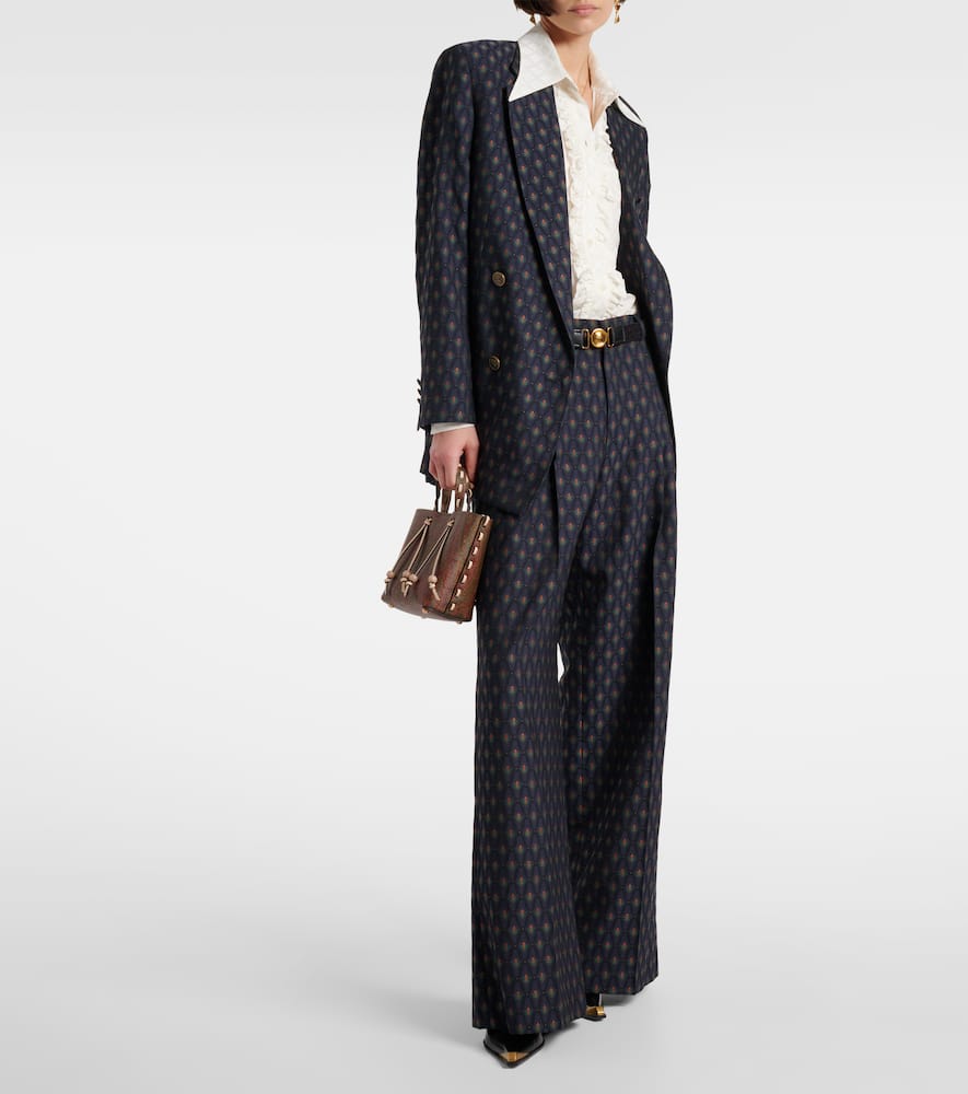Printed silk-blend satin blouse