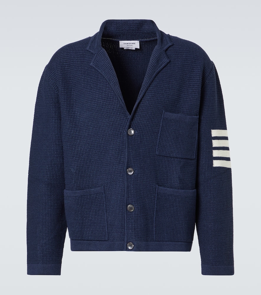 4-Bar linen and cotton-blend cardigan