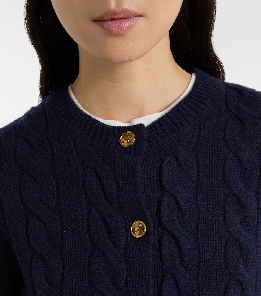 Cable-knit wool and cashmere cardigan