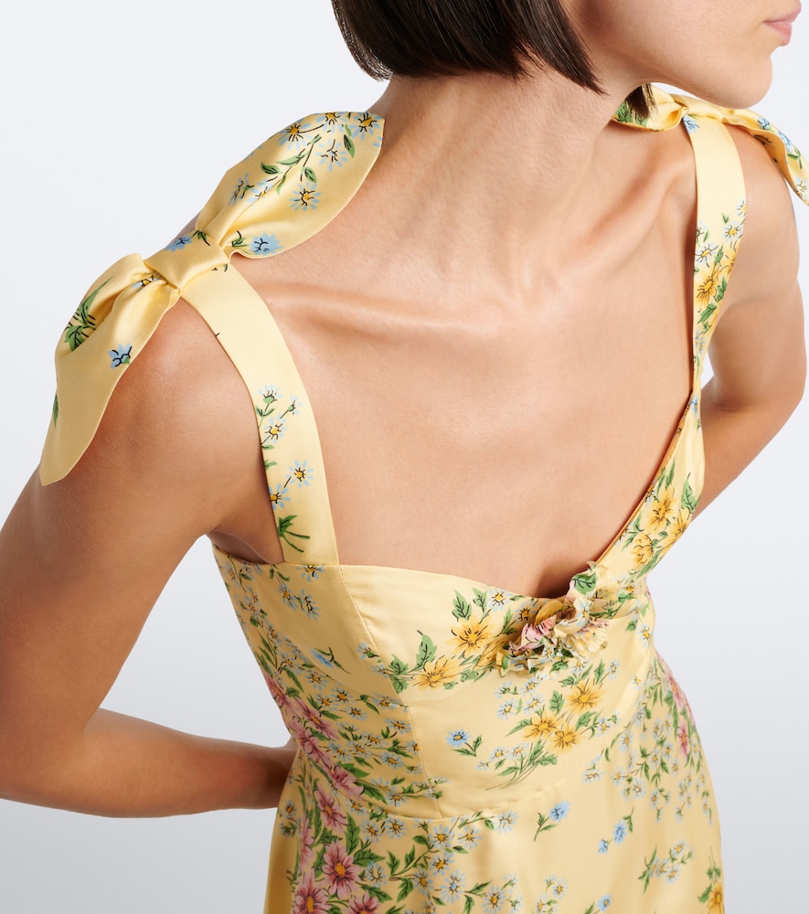 Floral silk twill midi dress