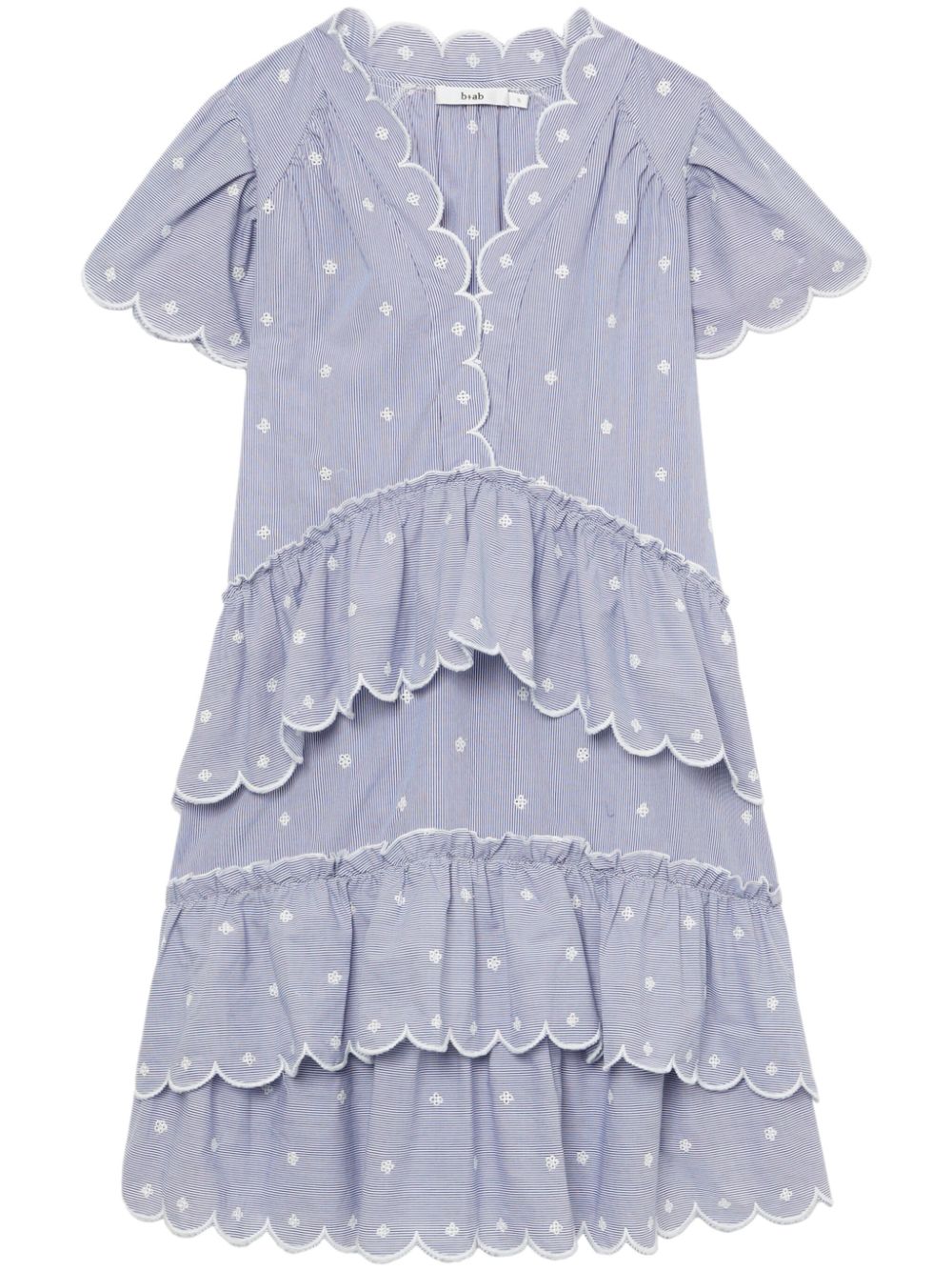 Striped scallop-trim minidress - Blue