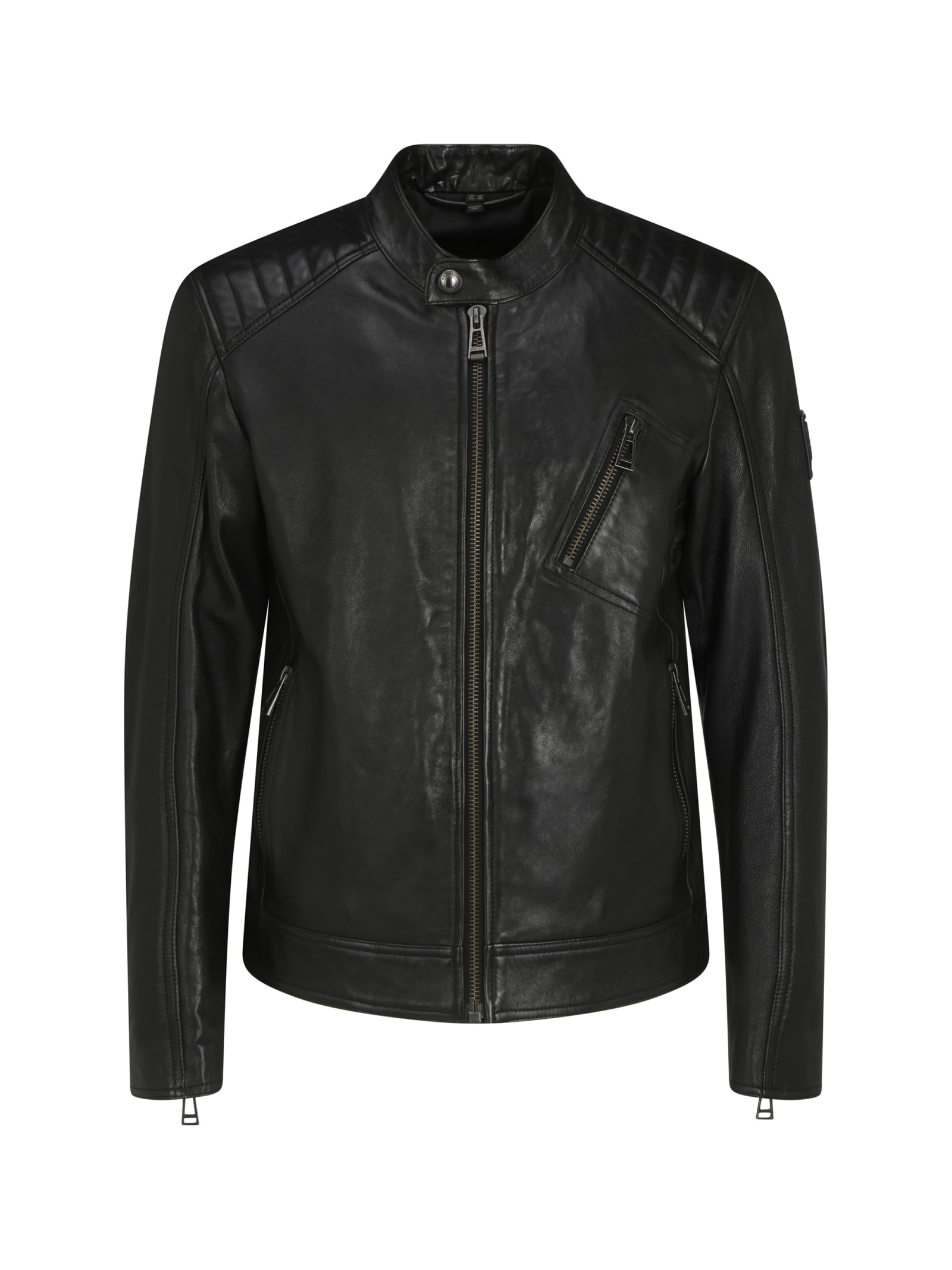 Long-sleeve leather jacket - Black