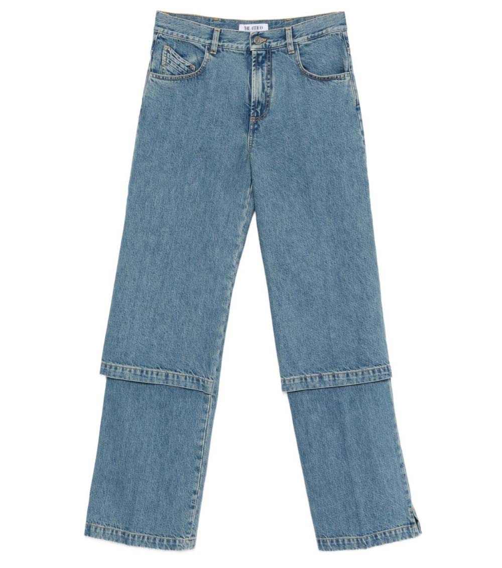 Blue Jeans With Logo Detail On The Pocket And Logo Patch On The Rear In Denim Woman