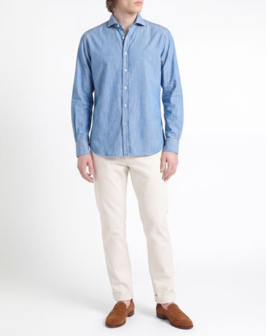 Man Denim shirt Blue Size 40 Cotton