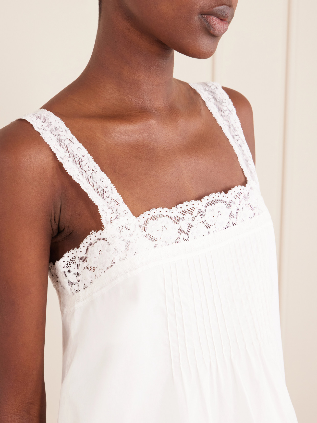 Cristina Lace-trimmed Cotton Top - White