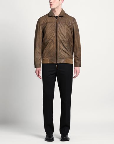 Man Jacket Khaki Size 40 Leather