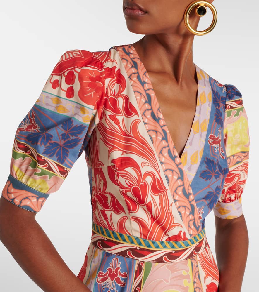 Printed cotton wrap dress
