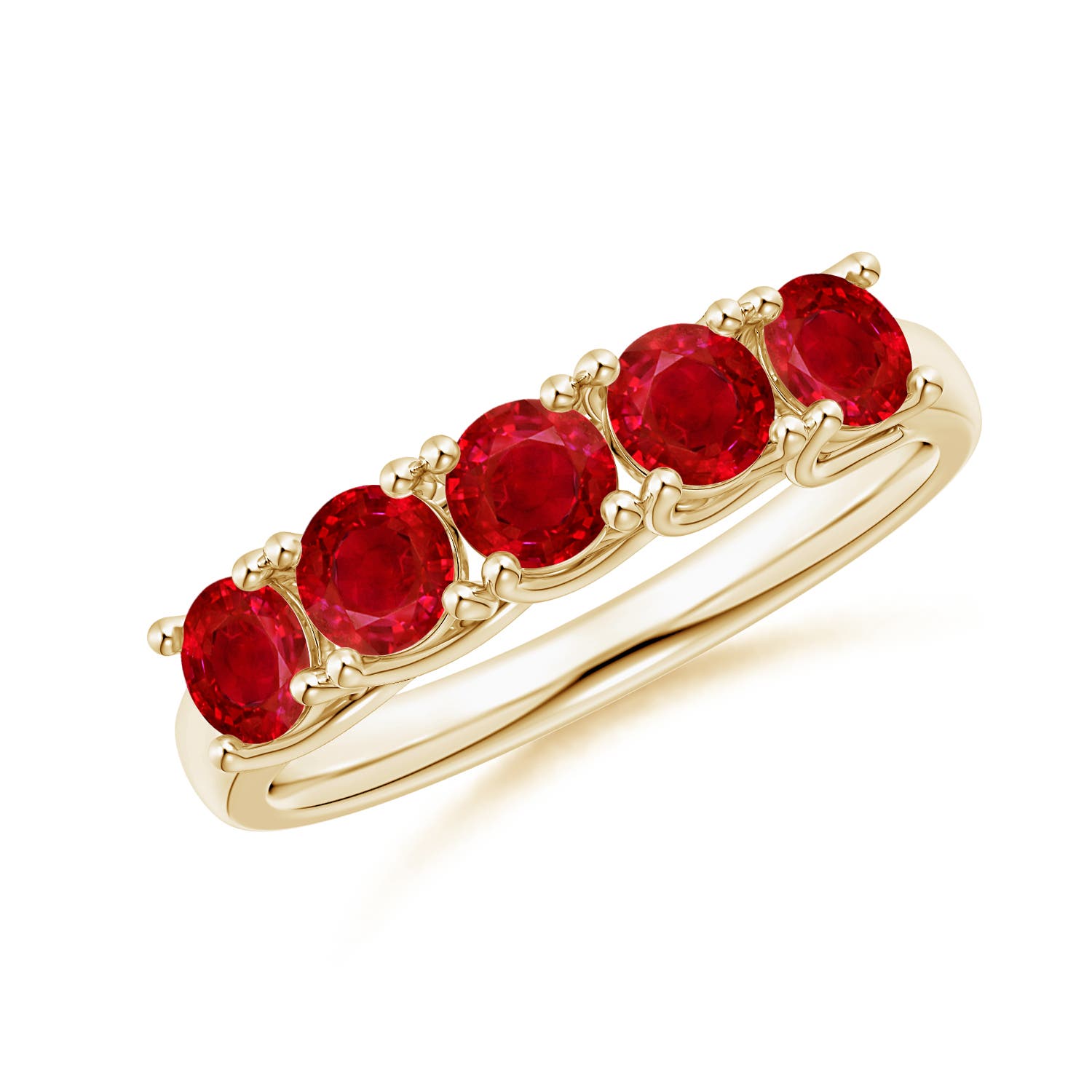 Angara 1.4 Carats Half Eternity Five Stone Ruby Wedding Band in 14K Yellow Gold