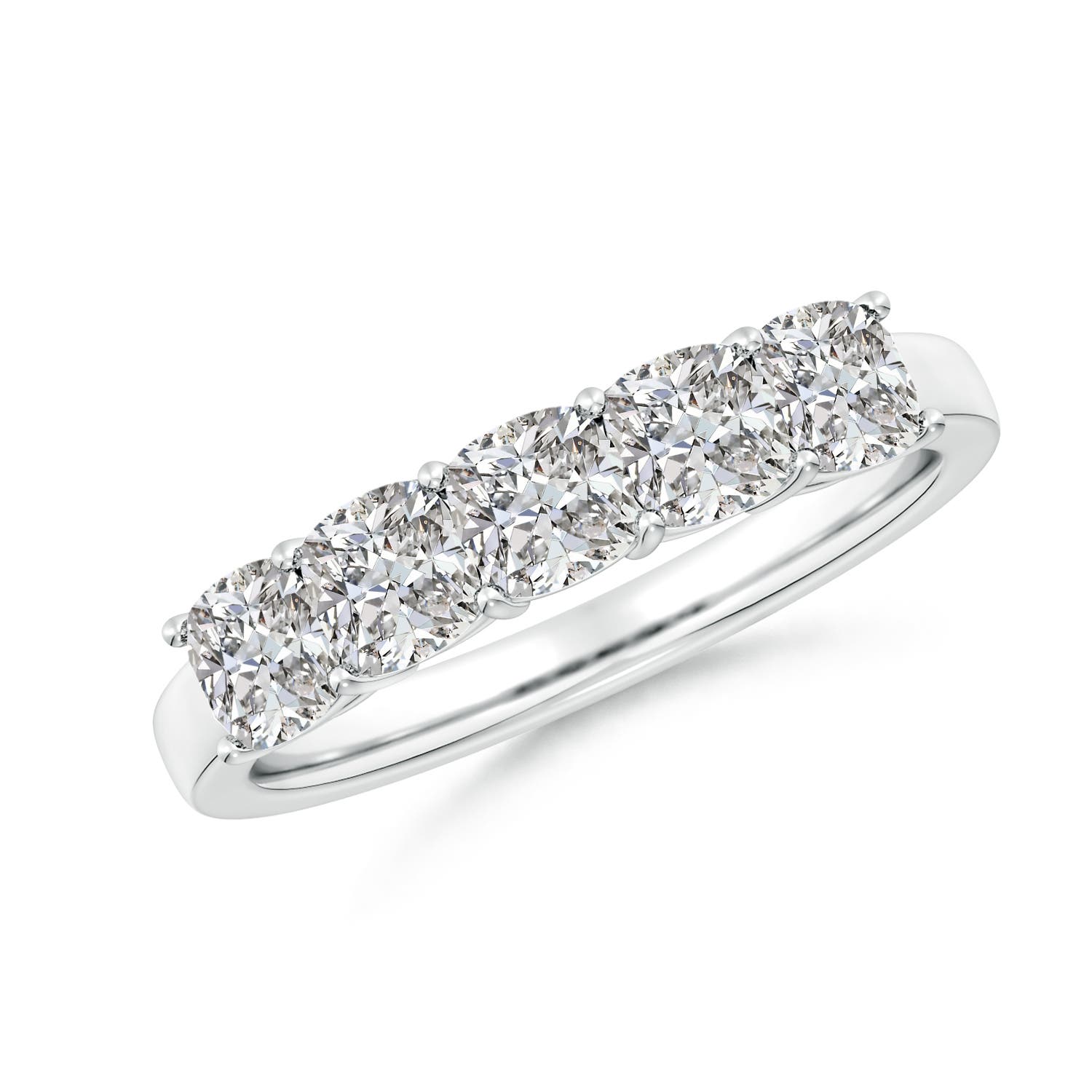 Angara 1.8 Carats Prong-Set Cushion Diamond Five Stone Wedding Ring in Silver