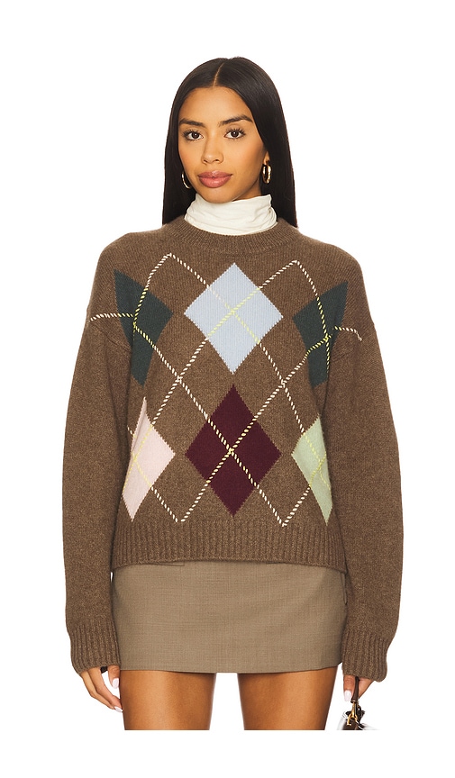 White + Warren Cashmere Argyle Crew Sweater in Multi Combo. XS also in L