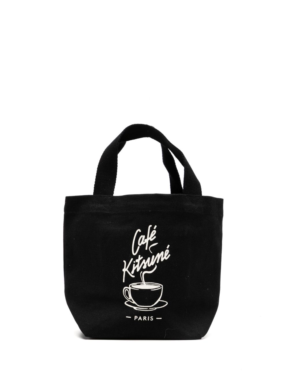 CAFÉ KITSUNÉ logo print canvas tote bag - Black