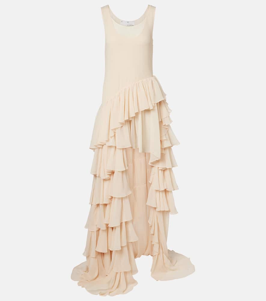 Tiered asymmetric maxi dress