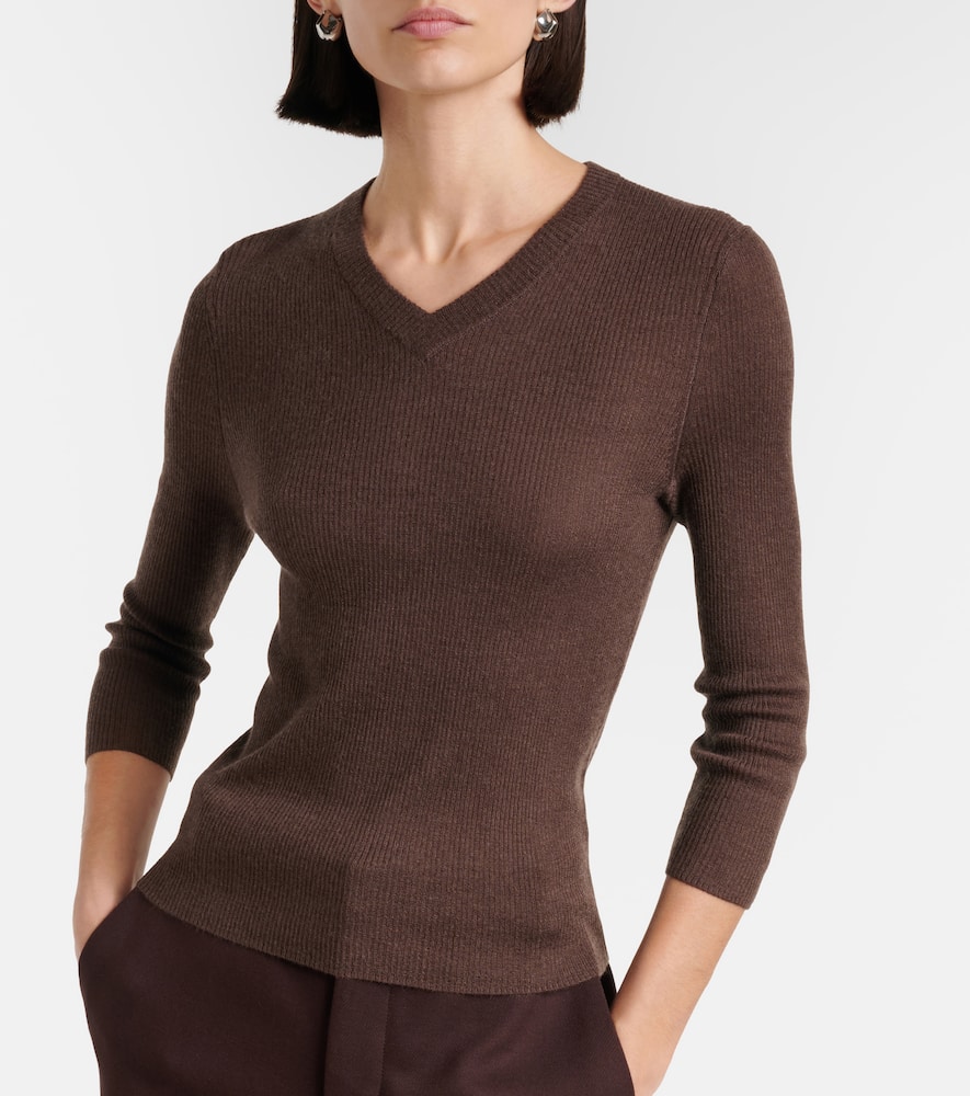 Ribbed-knit cashmere and silk sweater